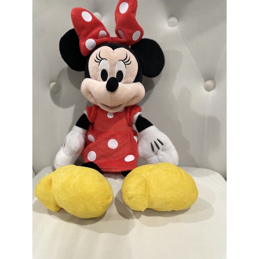 Disney Minnie Mouse Plush Toy Red Polka Dot Dress Bow Ears
